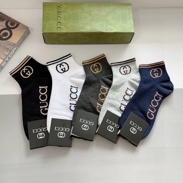 With Packaging 5 Pairs Per Box Gucci Gucci Ins Super Popular Short Socks Pure Co