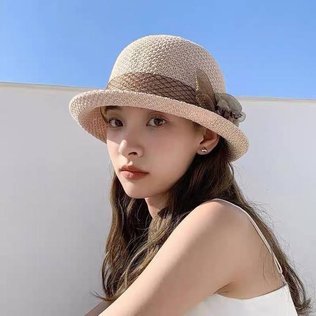 celine Celine 2025 New Big Brand Simple Ribbon Flower Straw Hat First Choice
