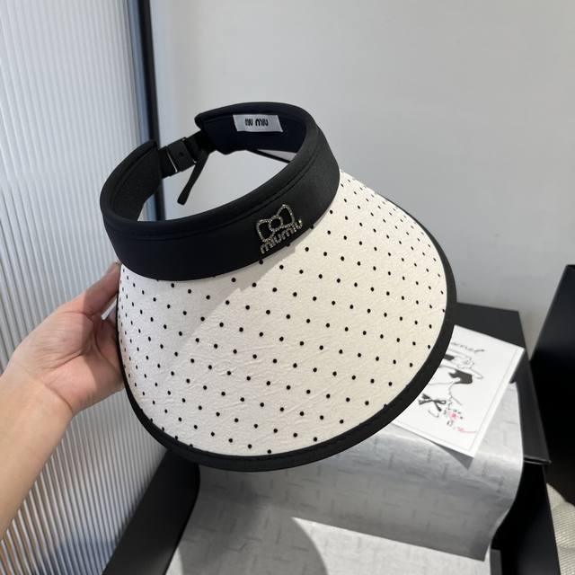 miumiu Miu Miu New Polka Dot Hollow Top Sun Hat Sun Headband