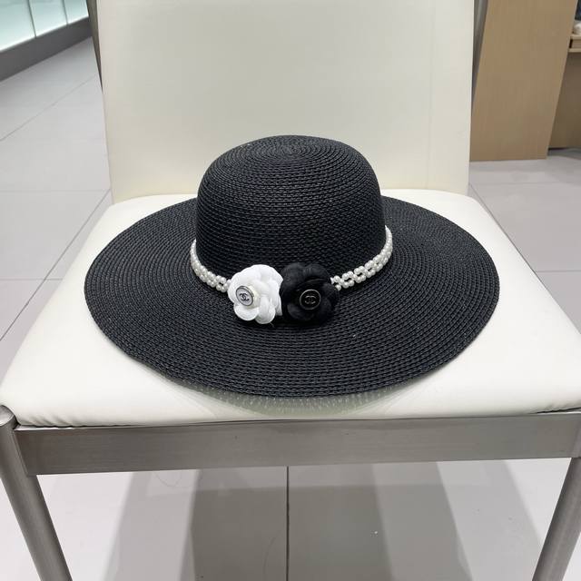 chanel Chanel 2025 New Straw Camellia Woven Basin Hat Straw Hat Is A Must-Hav