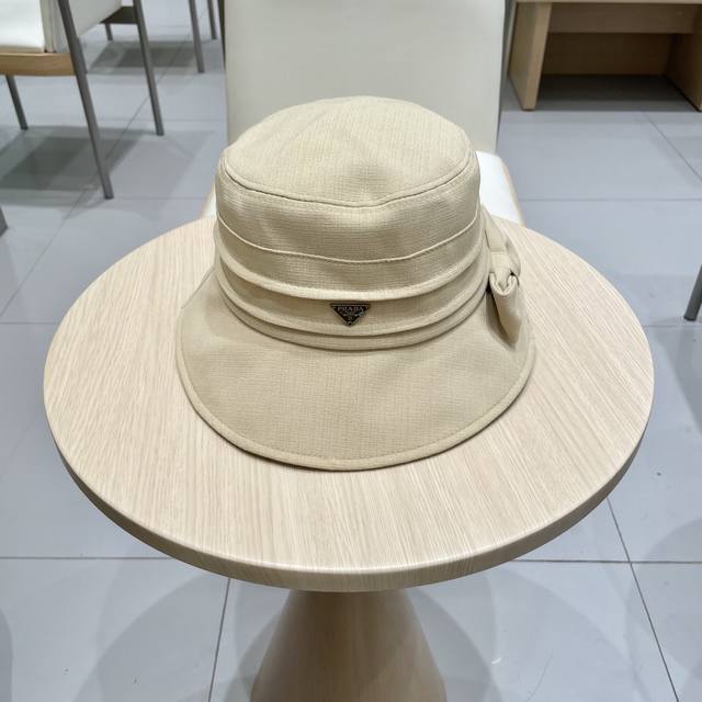 prada Prada 2025 Spring New Bow Fisherman Hat Female Korean Style Fashionable