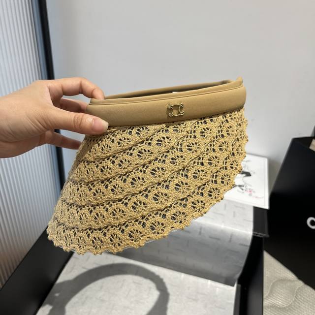 celine Celine New Hollow Top Headband Sun Hat With Adjustable Head Circumfere