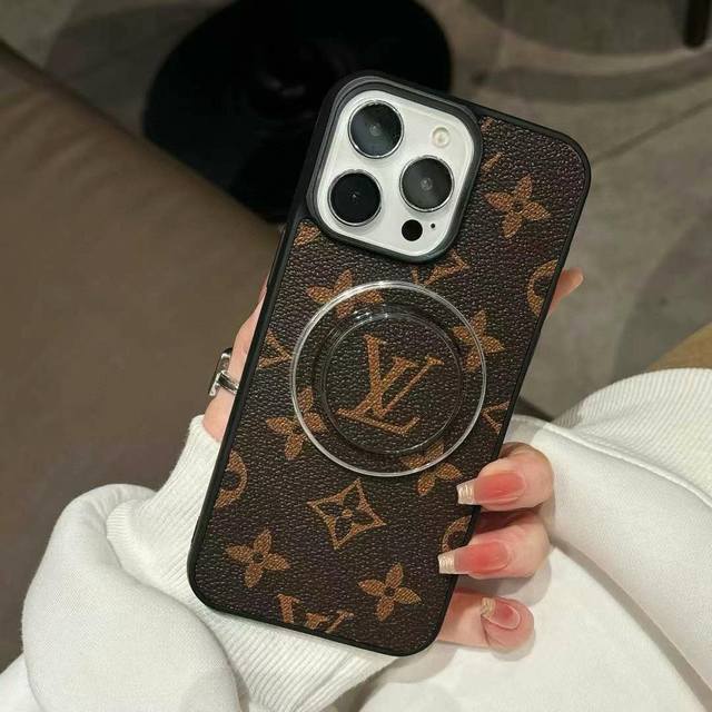 lv Classic Old Flower Mobile Phone Case Strong Magnetic Logo Bracket Mobile P