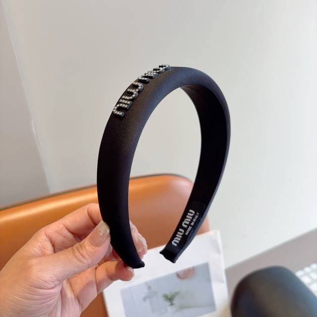 With Packaging Miumiu Miu Miu New Korean Satin Letter Headband Details All Real