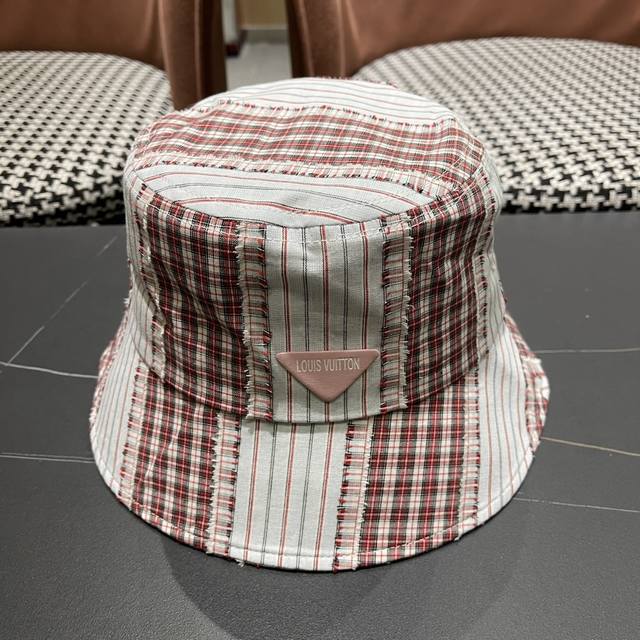 lv Louis Vuitton Japanese Style Contrast Color Striped Stitching Fisherman Ha