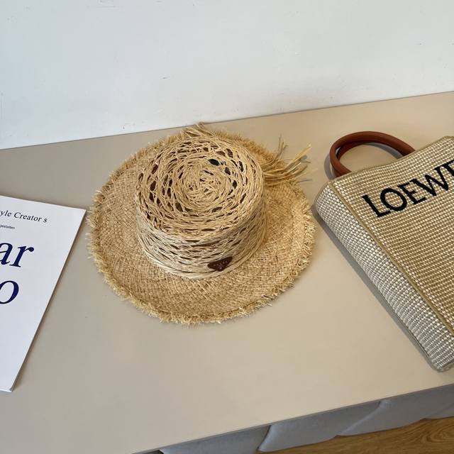 prada Prada New Raffia Straw Hat Head Circumference 57Cm