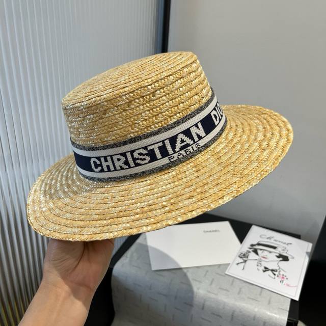 dior Dior Straw Flat Hat Sun Hat Head Circumference 57Cm