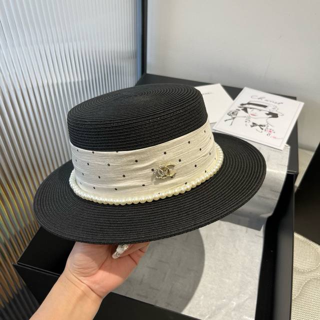 chanel Chanel New Flat Top Hat Taiwan Pp Grass Head Circumference 57Cm
