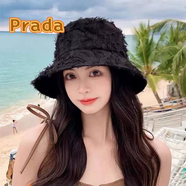 prada Prada Spring And Summer New Big Brand Embroidered Fisherman Hat New Shi