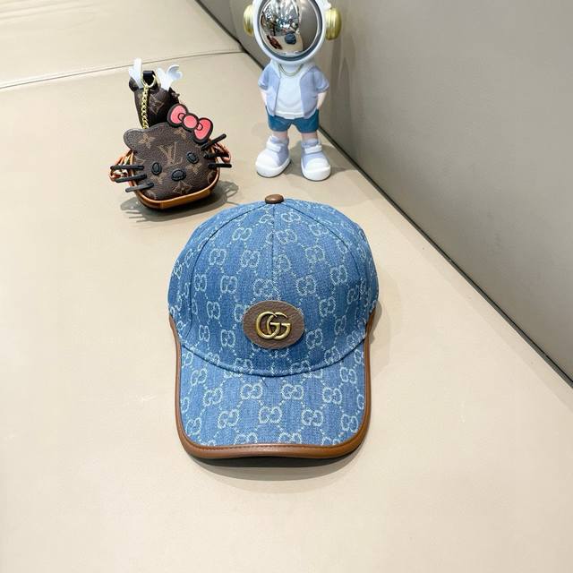 gucci Gucci Stick Denim Leather Edging Ball Cap With Very Exquisite Craftsman