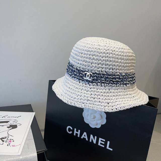 chanel Chanel Paper Straw Sun Hat Foldable Head Circumference 57Cm