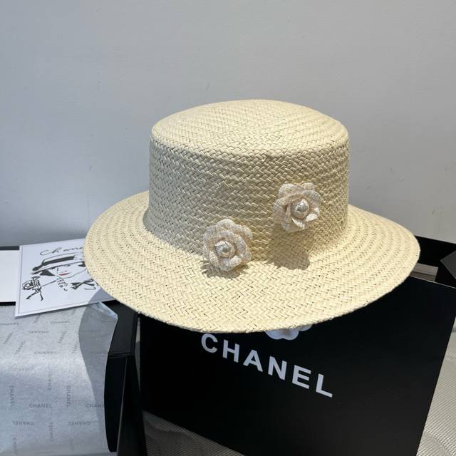chanel Chanel Flat Top Hat Sun Hat Head Circumference 57Cm