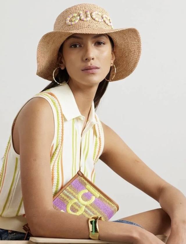 gucci Gucci New Raffia Hat Official Model Head Circumference 57Cm
