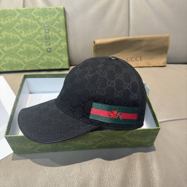 With Box Bag Gucci Classic Original Baseball Cap With Flowers And Ribbon Counter