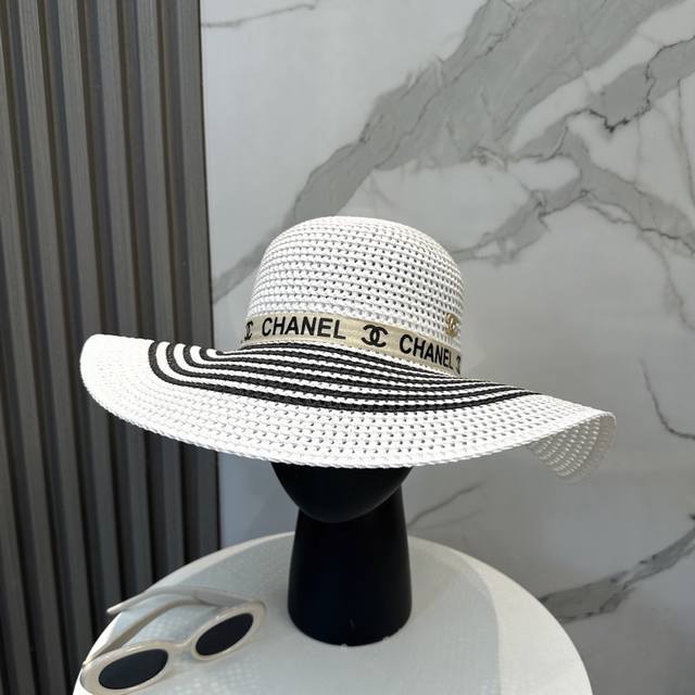 Chanel Chanel Wide Brim Hat Sun Hat Fine Straw Production Official Model Mold Op