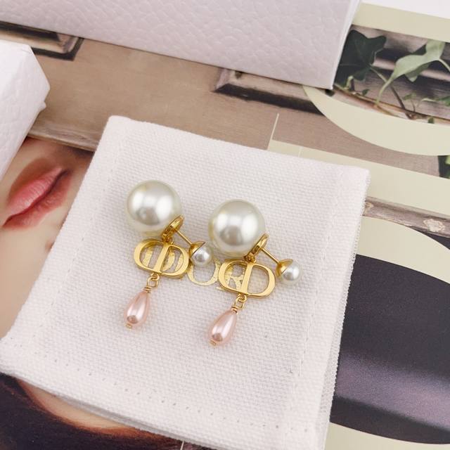 High Quality Details As Shown In The Picture Cd Pink Water Drop Double Bead Earr