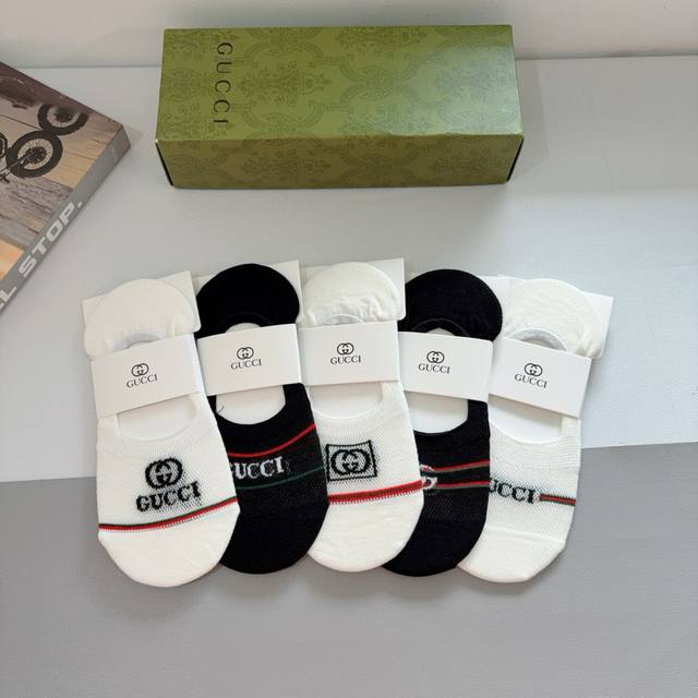 With Packaging 5 Pairs Per Box Gucci Gucci Ins Super Popular Short Boat Socks Ba