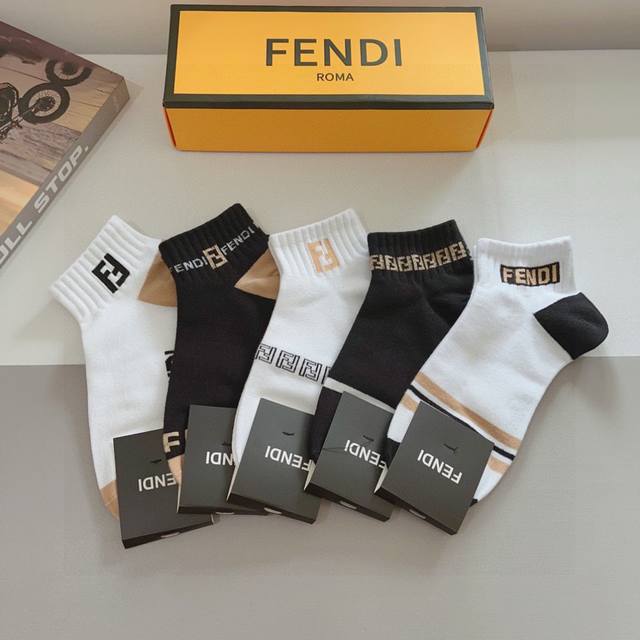 Comes With Packaging, 5 Pairs Per Box Fendi Fendi Letter Double Hot-Selling Mid-