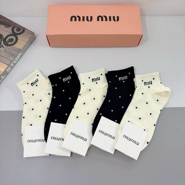 With Packaging 5 Pairs Per Box Miumiu Miu Miu New Online Celebrity Socks Short T