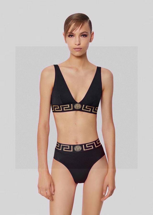 versac*New Avatar Webbing Bikini Two-Piece Swimsuit Set Black