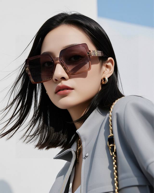 dior-Dior 2025 Spring New Trend Hot Fashion Square Frame Polarized Sunglasses