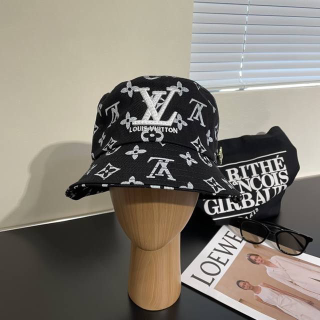 lv Bucket Hat New Louis Vuitton Full Print Bucket Hat Hot Shipment All-Match