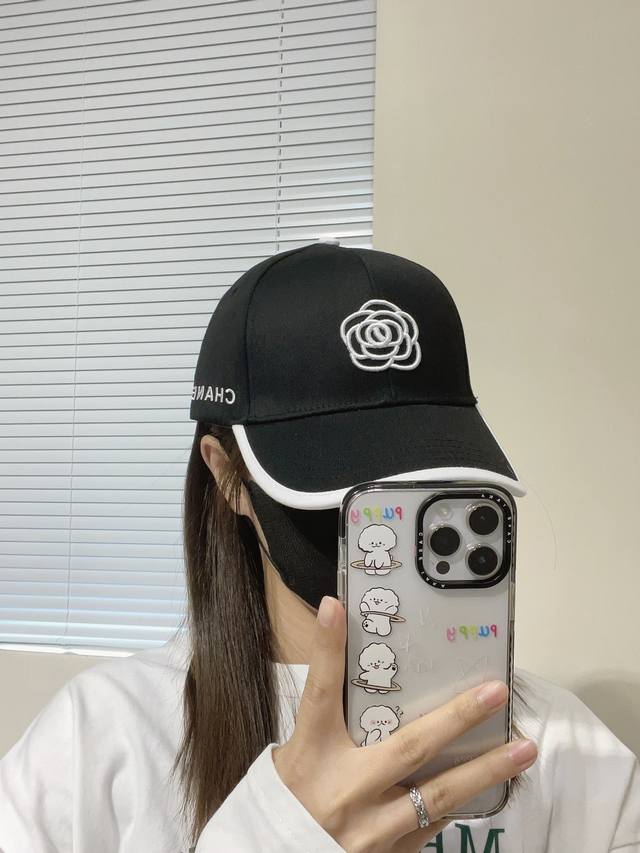 chanel Chanel New Embroidered Camellia Baseball Cap New Shipment Big Brand Mo