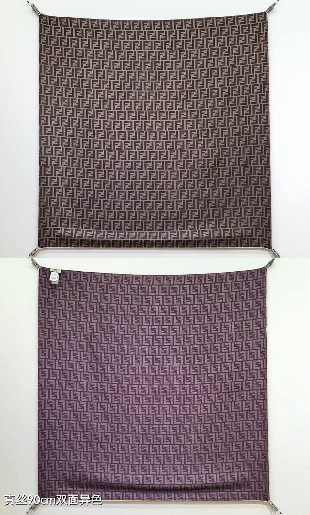 sfd2501 18 Momme Double-Sided 90X90Cm Twill Silk Fendi Full Frame Ff