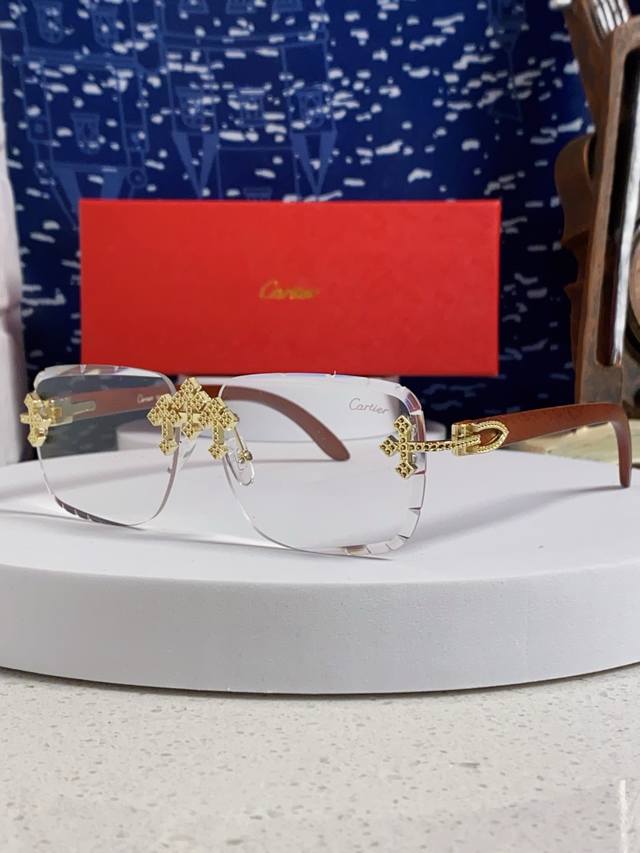 carter Cartier 2025 New Diamond-Studded Sunglasses Frameless Trimmed European