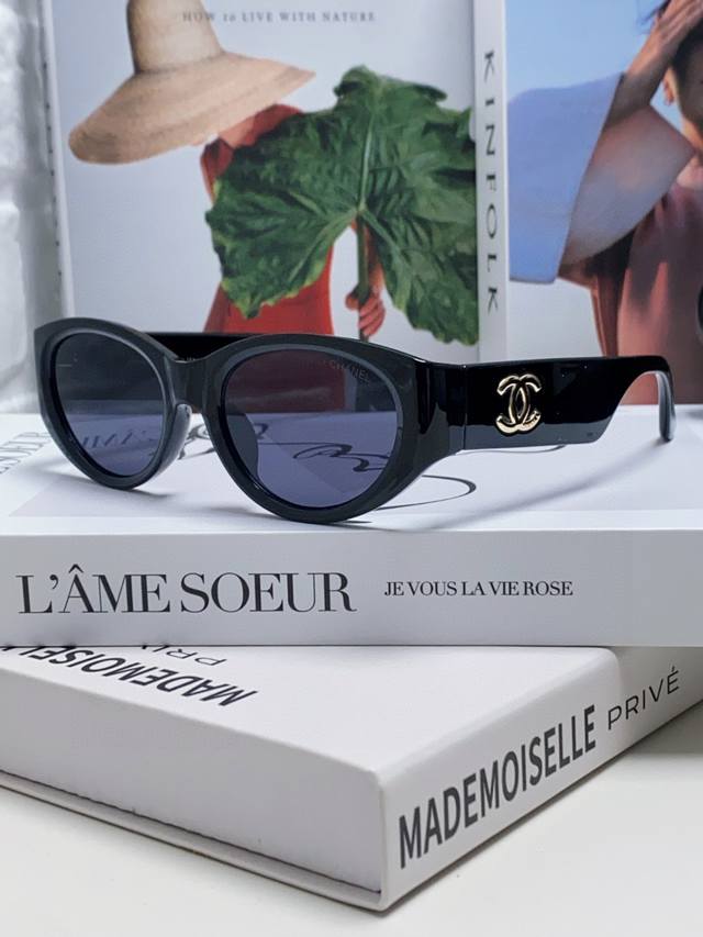 chanel Chanel 2025 New Style Small Fragrance Retro High-End Oval Frame Sungla