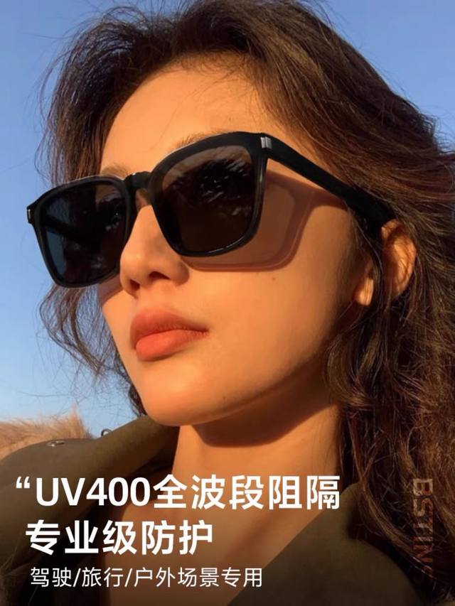 gucc* Korean Retro Black Oversized Frame Trendy Couple Sunglasses Celebrity S