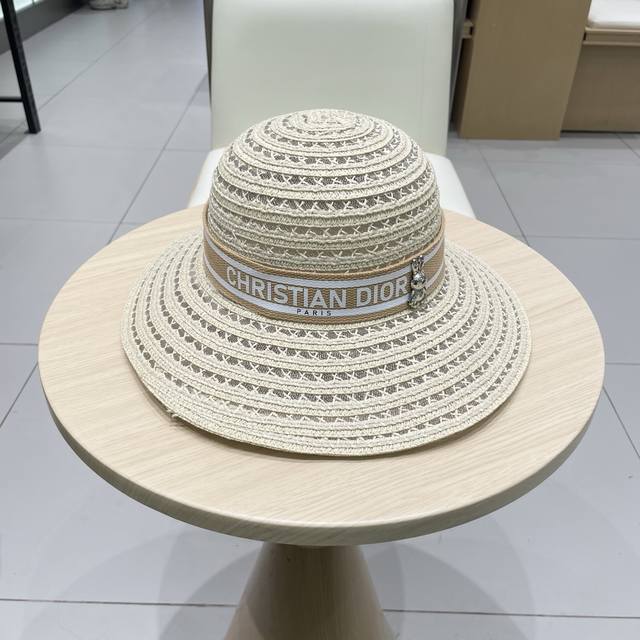 Dior Dior Straw Hat Lady Style Basin Hat Made Of High-Grade Fine Straw High-End