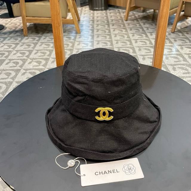 chanel Chanel's New Chanel Style Splicing Sunshade Large Brim Fisherman Hat U