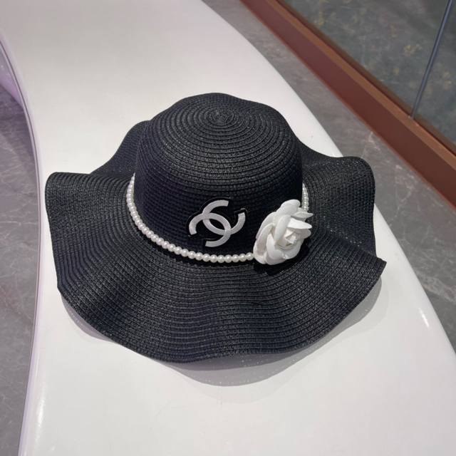 chanel Chanel's New Straw Ruffled Sun Hat Basin Hat Beach Style Simple And Ge