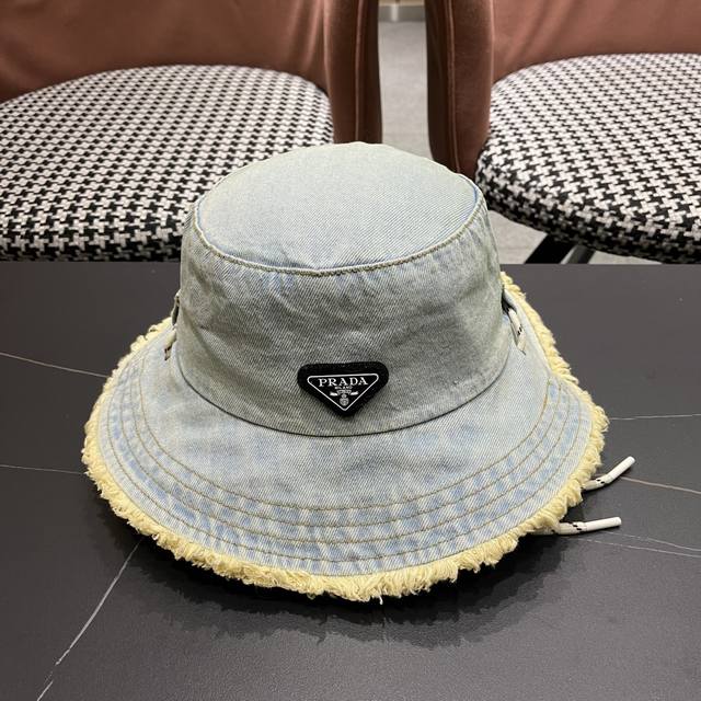prada Prada Trendy Korean Cowboy Hat With Rough Edges Simple Fisherman Hat Fo