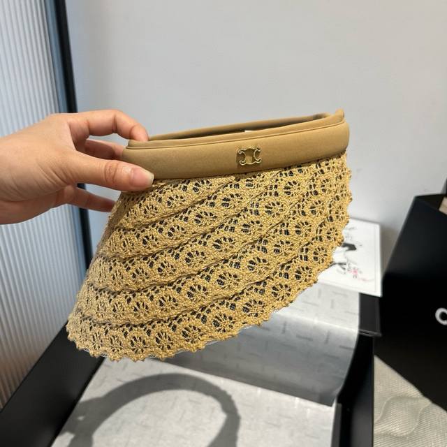 celine Celine New Hollow Top Headband Sun Hat With Adjustable Head Circumfere