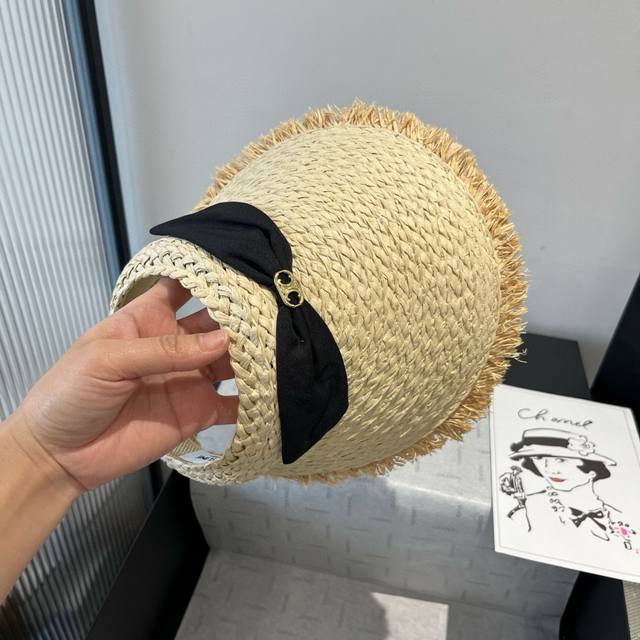 celine Celine New Straw Hat With Open Top Bow Sun Hat