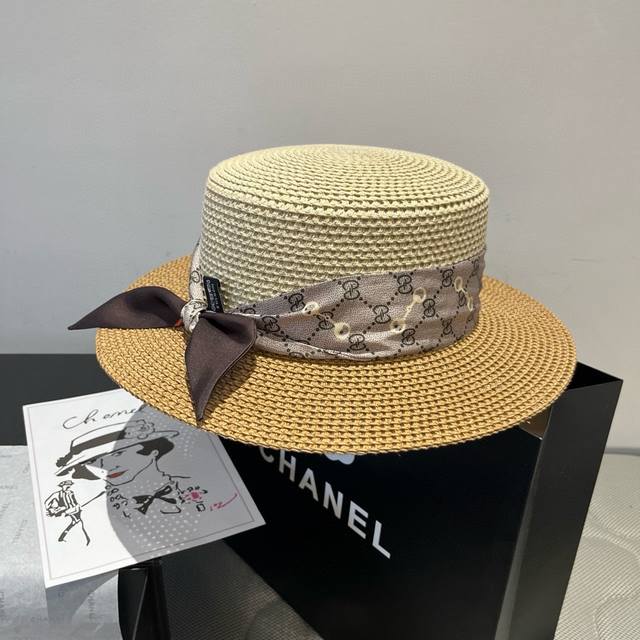 gucci Gucci New Flat Top Hat Sun Hat Head Circumference 57Cm