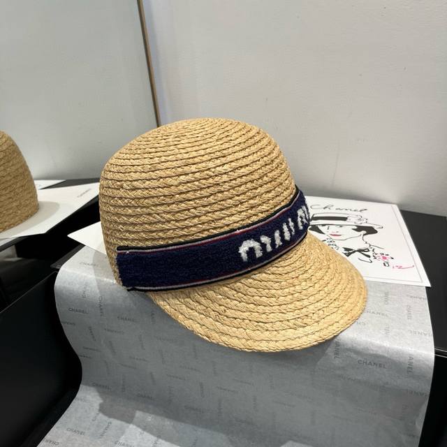 miumiu Miu Miu Raffia Knight Hat Head Circumference 57Cm