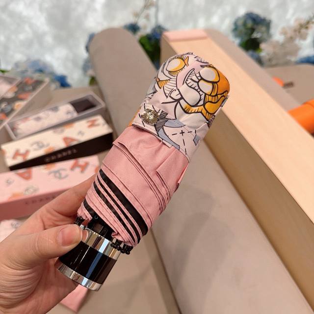 chanel Chanel 50% Off Manual Folding Umbrella With Uv Protection Cloth Import