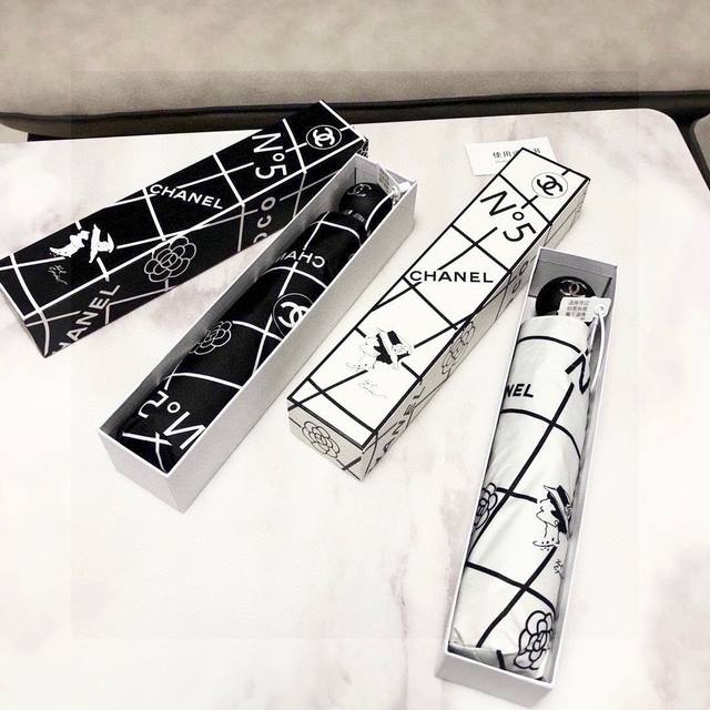 chanel Chanel Tri-Fold Automatic Folding Umbrella With Chanel Soul Logo As On