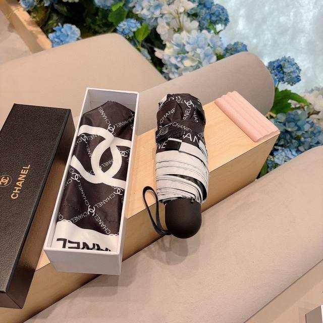 chanel Chanel 50% Off Manual Folding Umbrella With Uv Protection Cloth Import