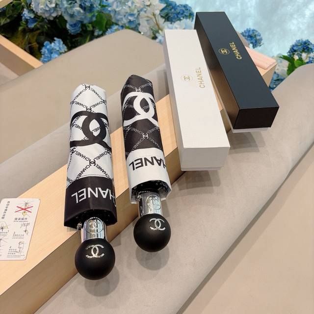 chanel Chanel Tri-Fold Automatic Folding Umbrella With Chanel Soul Logo As On