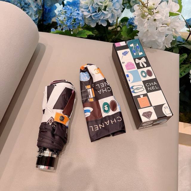 chanel Chanel 50% Off Manual Folding Umbrella With Uv Protection Cloth Import