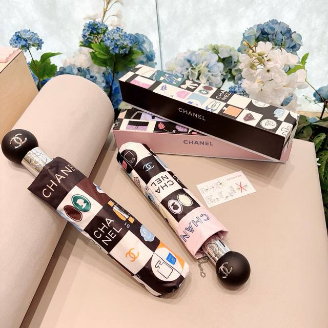 chanel Chanel Tri-Fold Automatic Folding Umbrella With Chanel Soul Logo As On