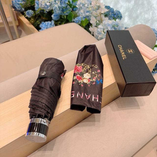 chanel Chanel 50% Off Manual Folding Umbrella With Uv Protection Cloth Import
