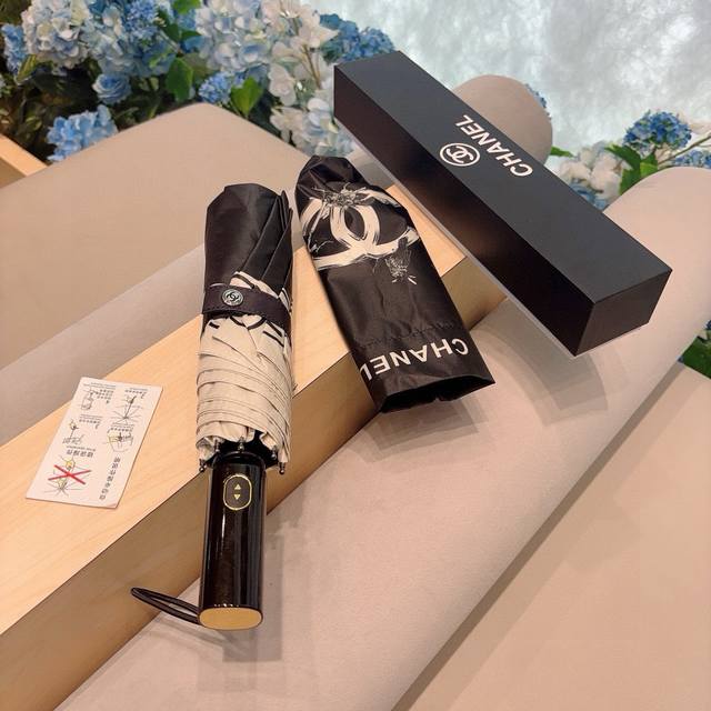 chanel Chanel Tri-Fold Automatic Folding Umbrella With Chanel Soul Logo As On