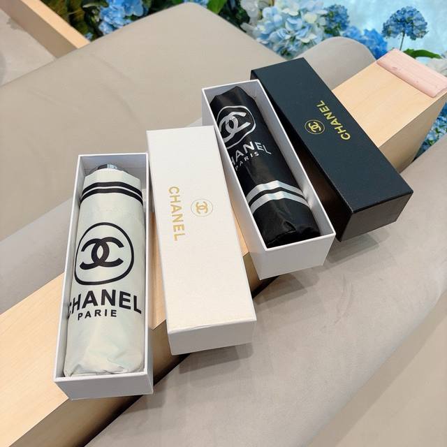 chanel Chanel 50% Off Manual Folding Umbrella With Uv Protection Cloth Import