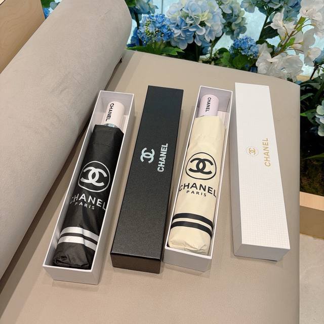 chanel Chanel Tri-Fold Automatic Folding Umbrella With Chanel Soul Logo As On