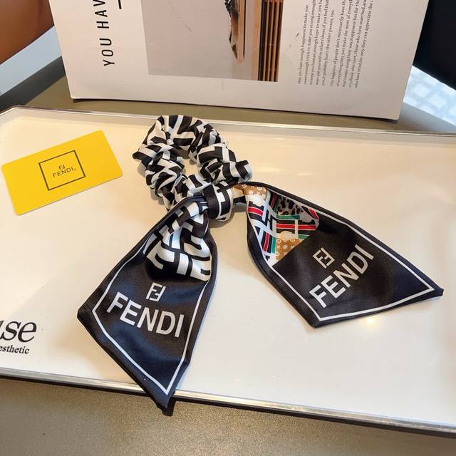 With Packaging Fendi Fendi Double F Letter Ribbon Ponytail Hair Ring Butterfly C